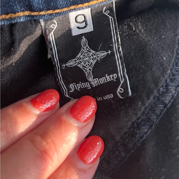 Flying Monkey Distressed Flare Jean size 9 MADE IN THE USA - Picture 10 of 11